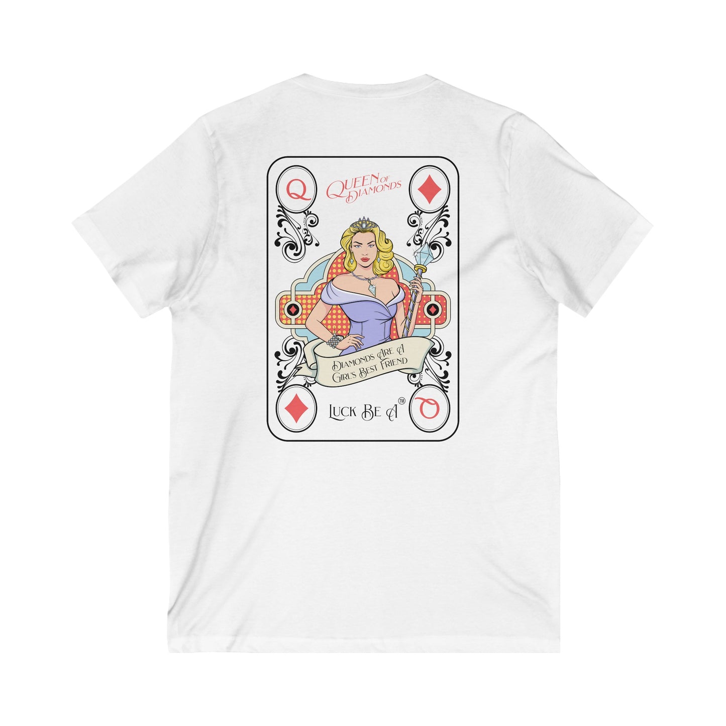 Luck Be A Queen of Diamonds - Unisex Jersey Short Sleeve V-Neck Tee